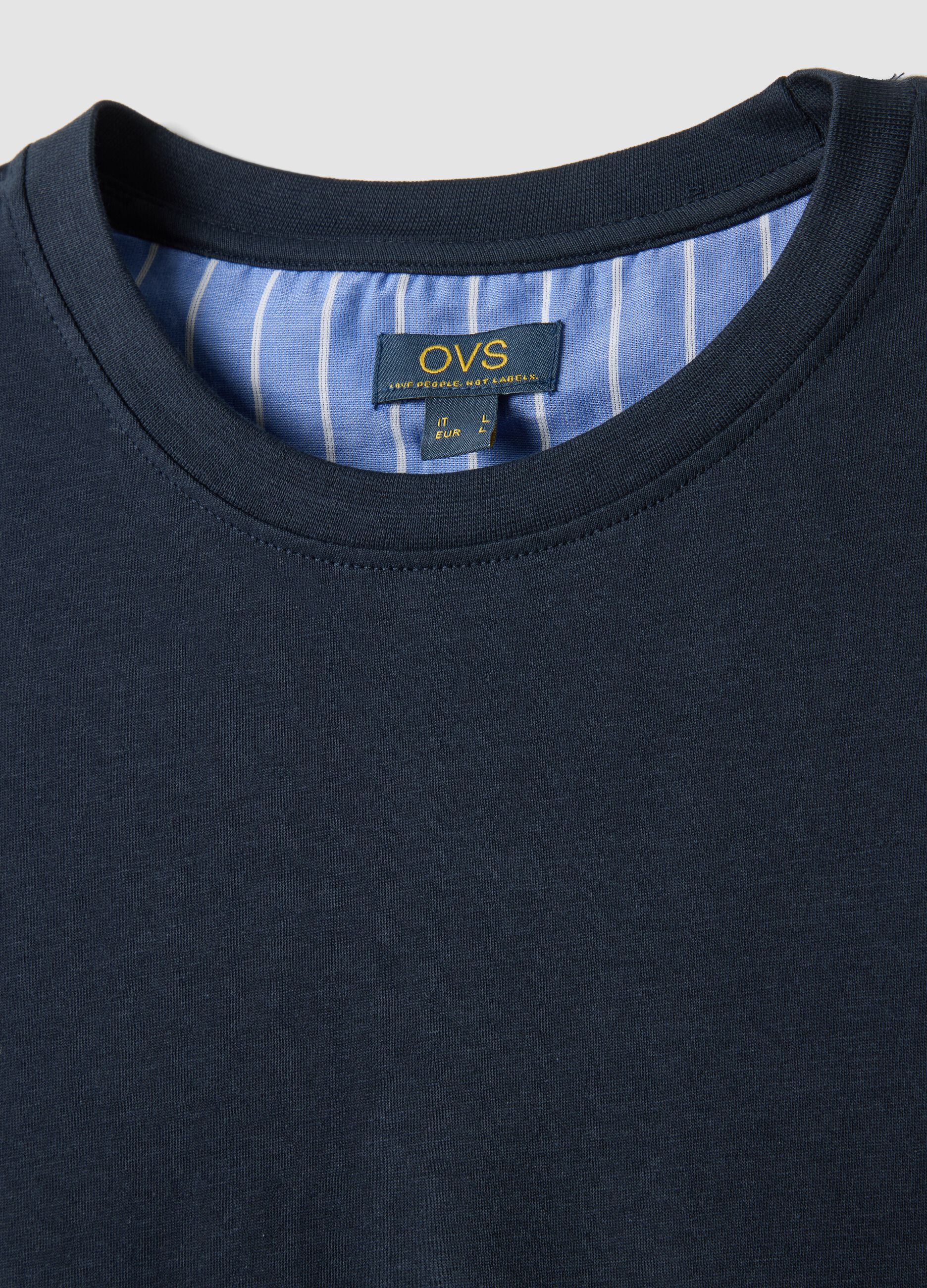 Blue short striped pyjamas in pure organic cotton jersey