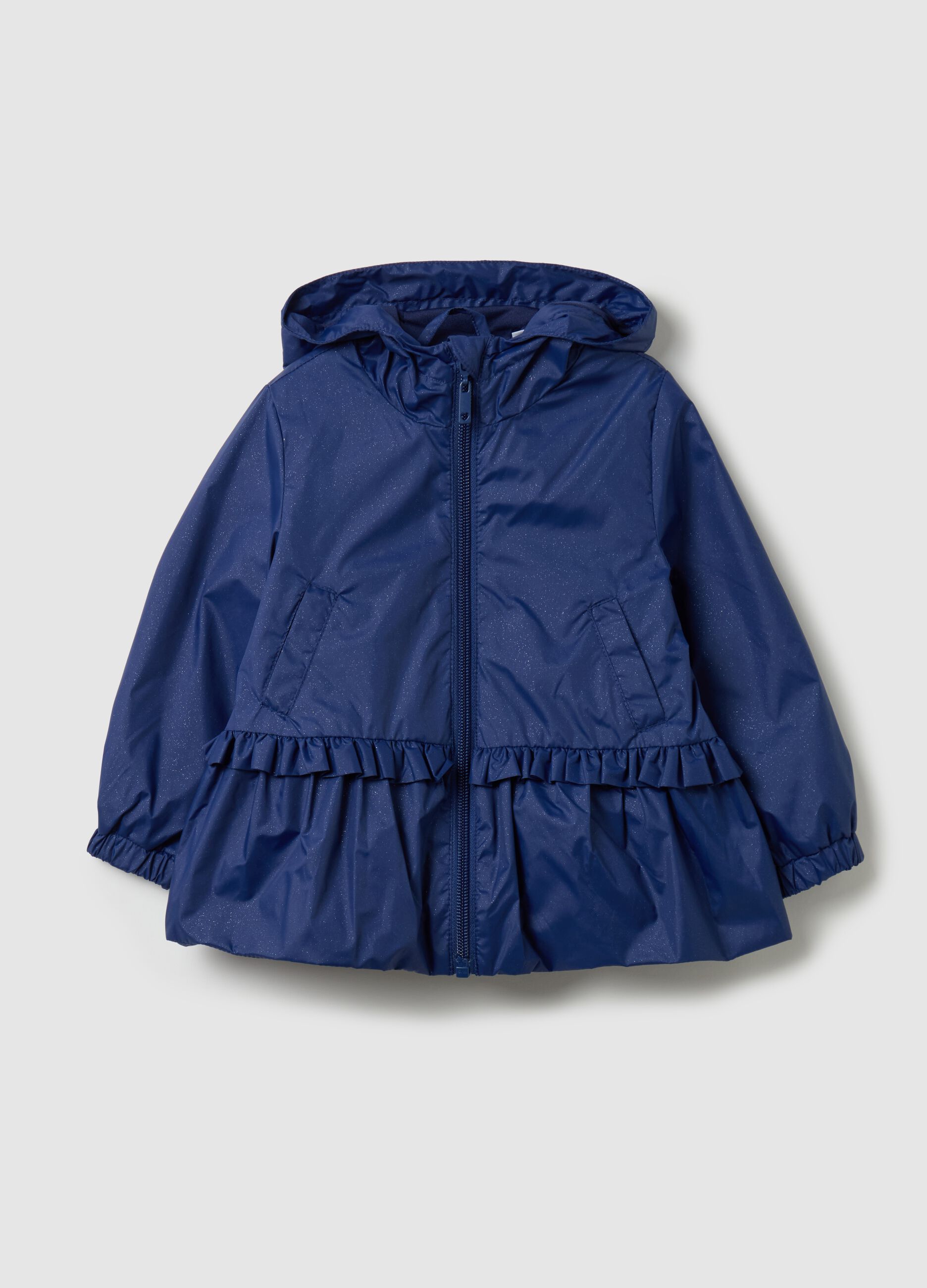 Glitter jacket with hood and peplum