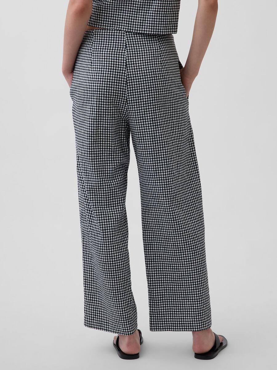 Checked linen-blend trousers_2