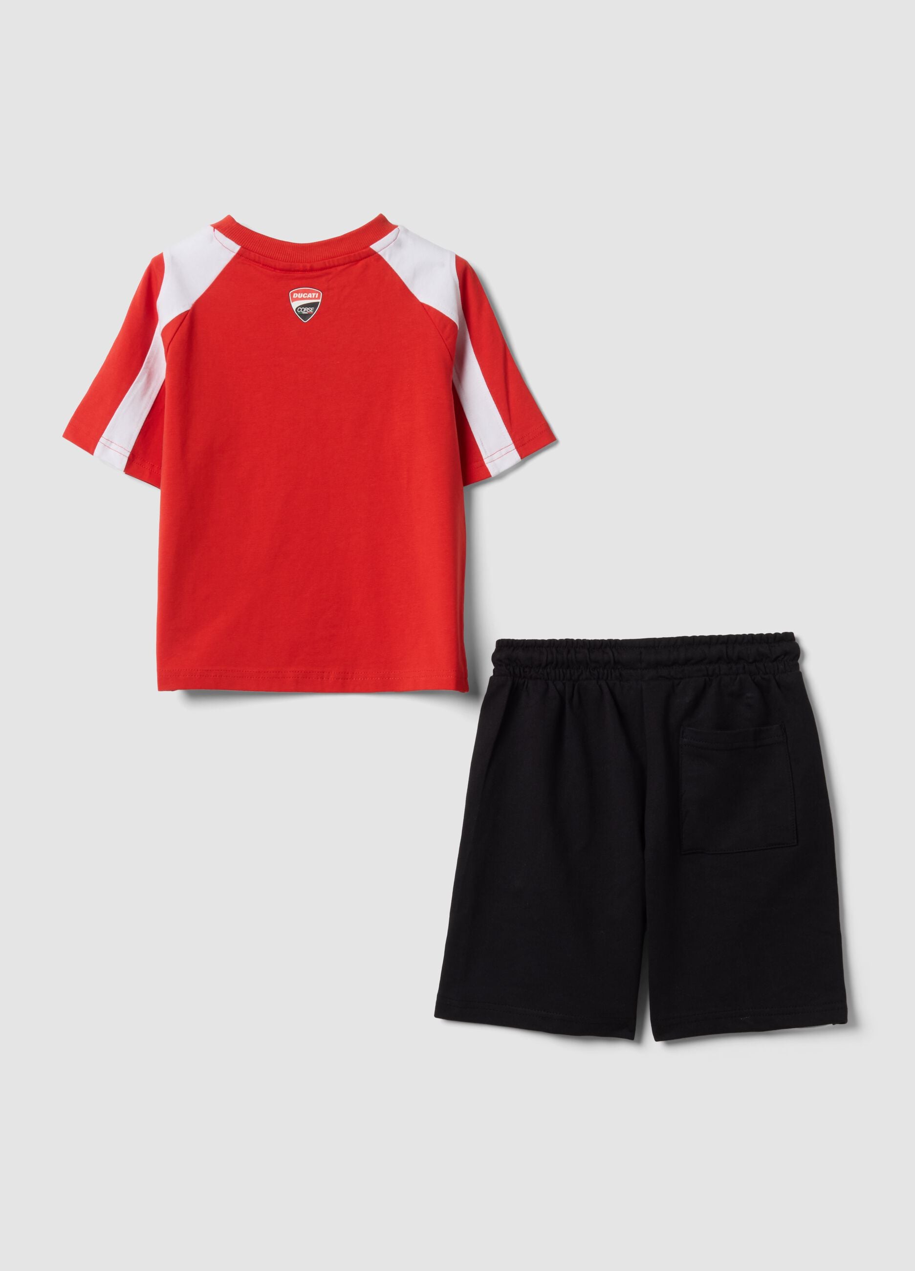 Red and black stretch cotton set with T-shirt and shorts
