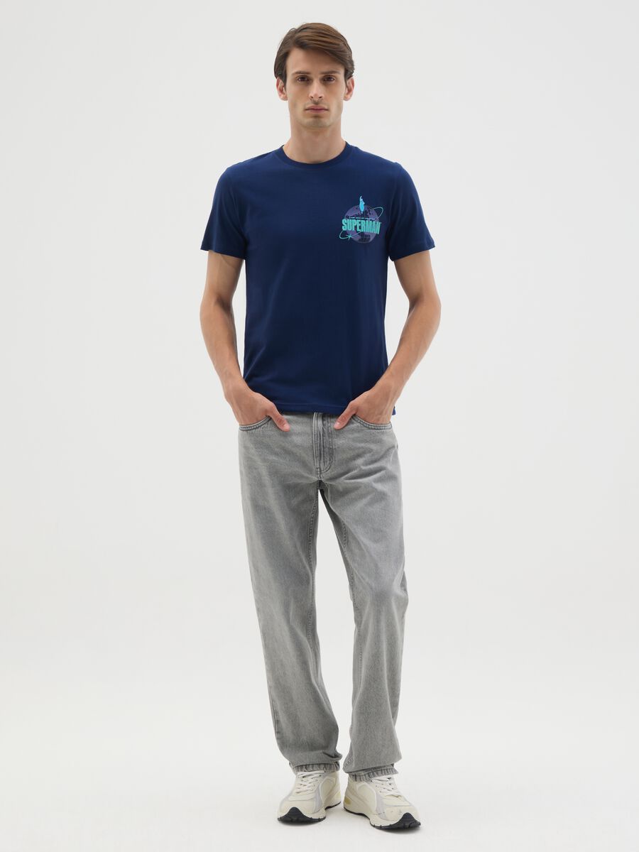 Men's blue Superman pure cotton T-shirt_1