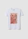 White pure cotton regular fit T-shirt with print_4