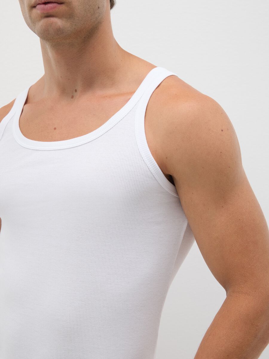 Men's White Cotton Vests Twin Pack_3