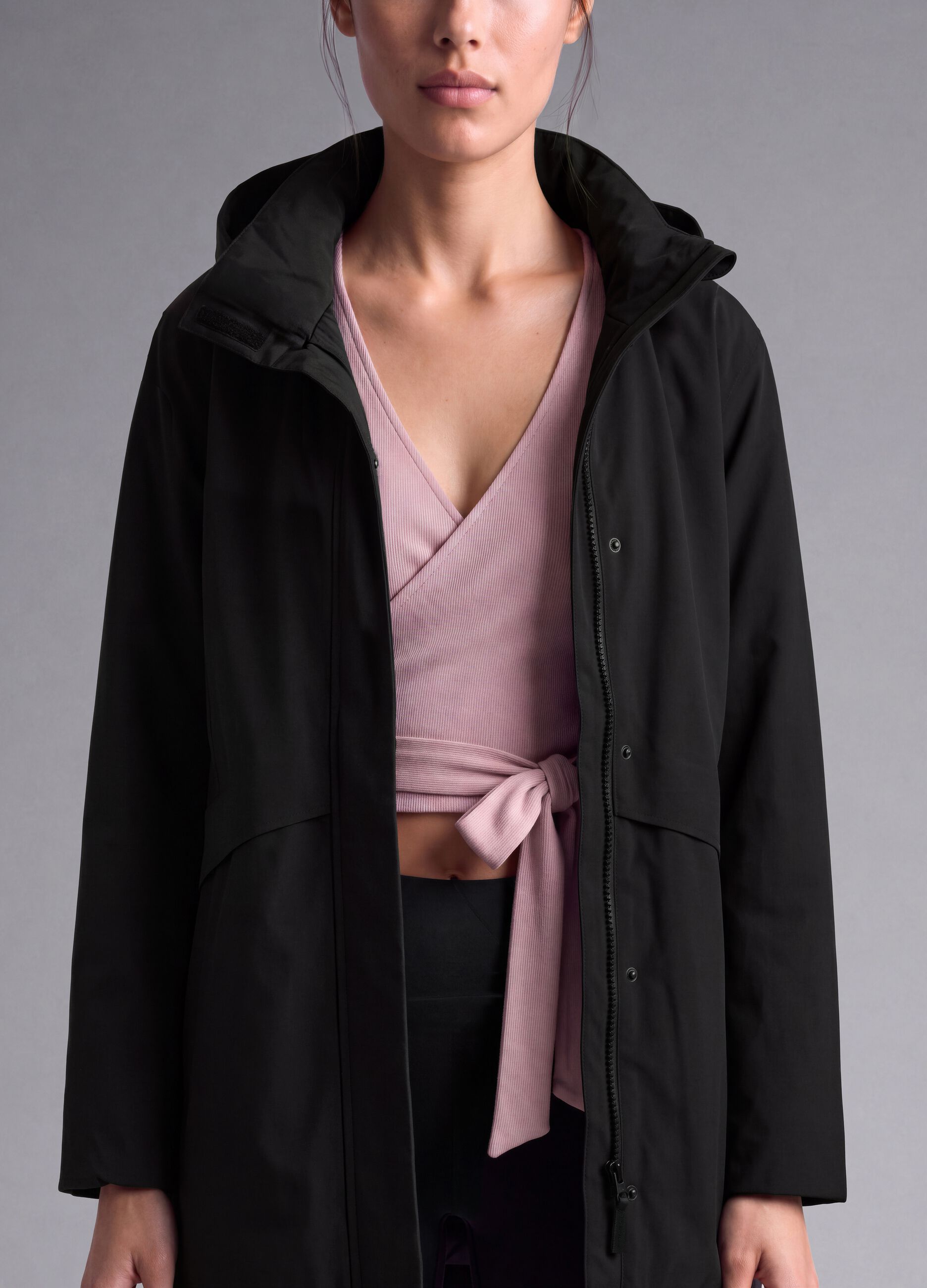 Blue hooded jacket with zip, regular fit