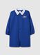 Children's blue cotton blend school apron with print_0