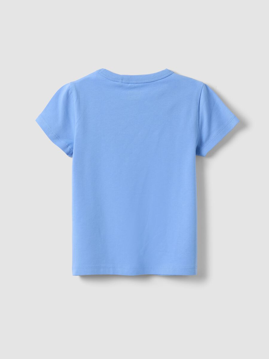 T-shirt in cotone elasticizzato azzurra da bambina regular fit_1