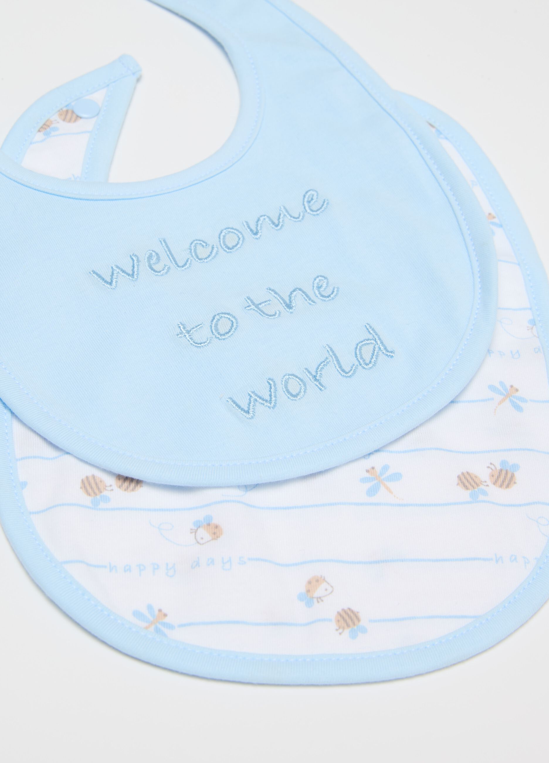 Bipack bavaglini con ricamo "Welcome to the World"