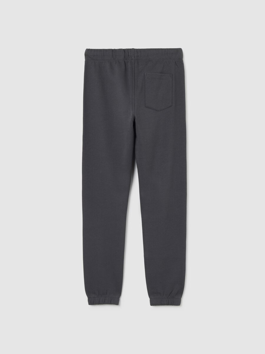Boy's grey pure cotton jogger trousers, regular fit_1