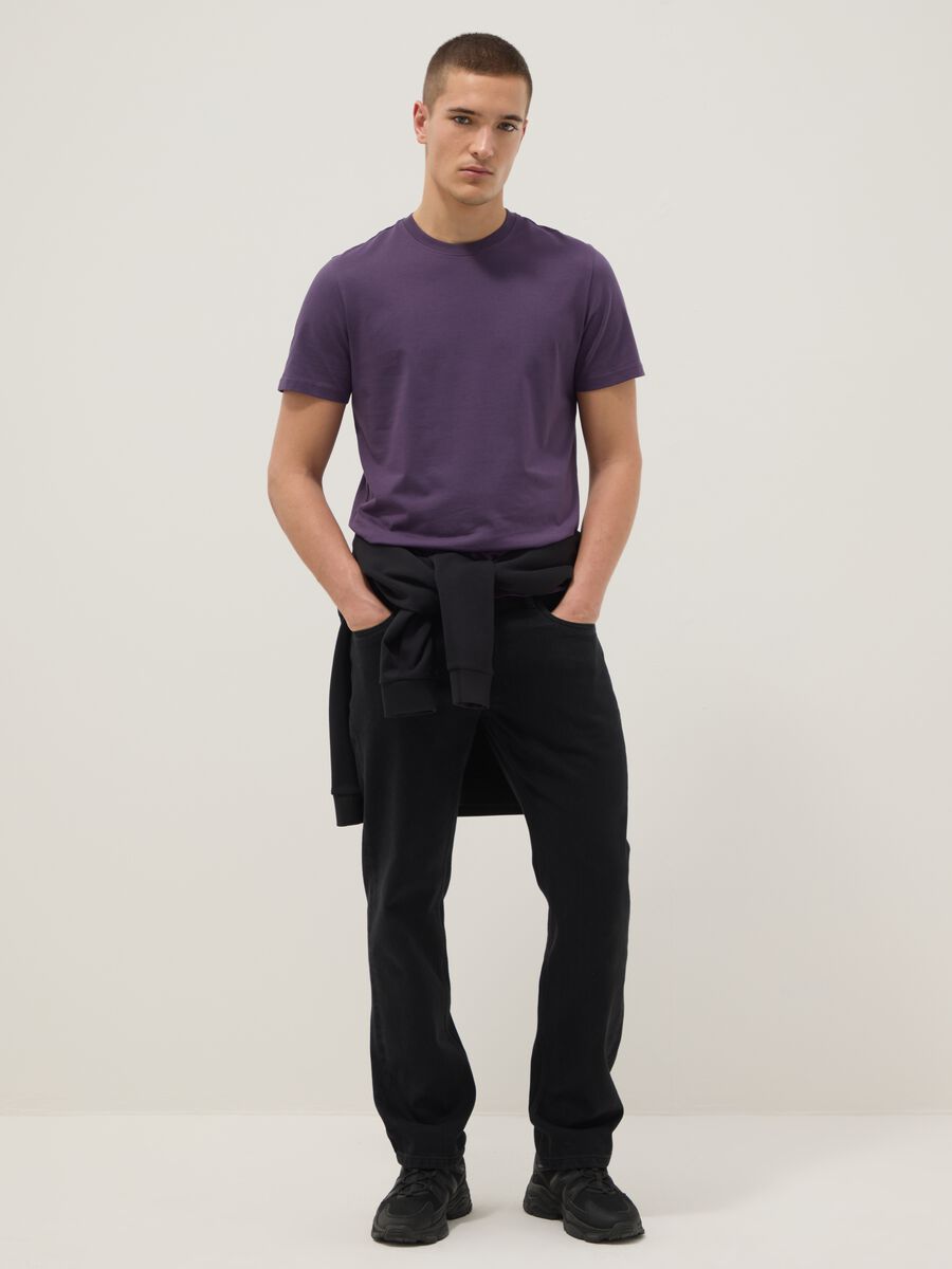 Purple short sleeve pure cotton regular fit T-shirt_2