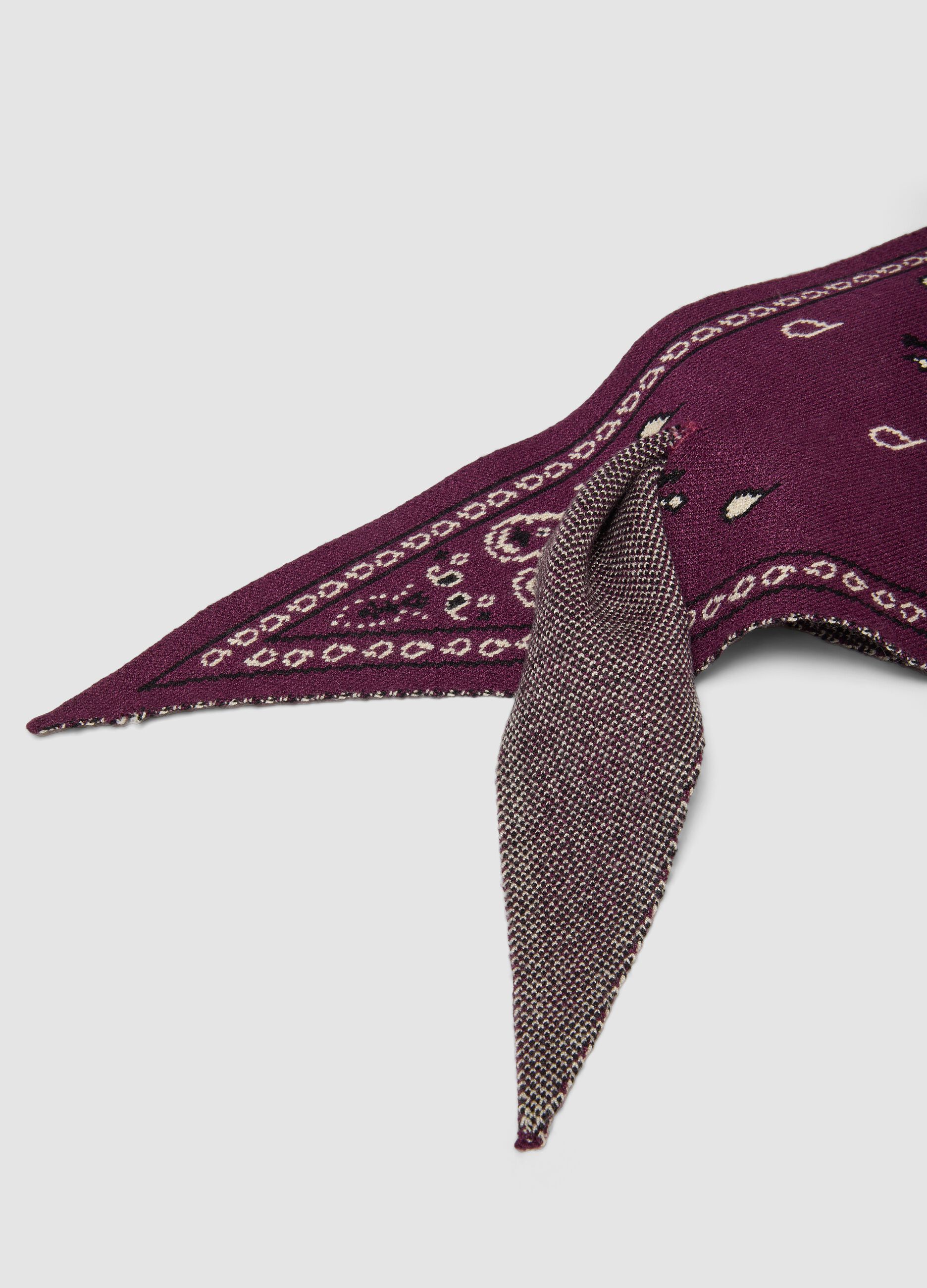 Purple patterned viscose-blend scarf