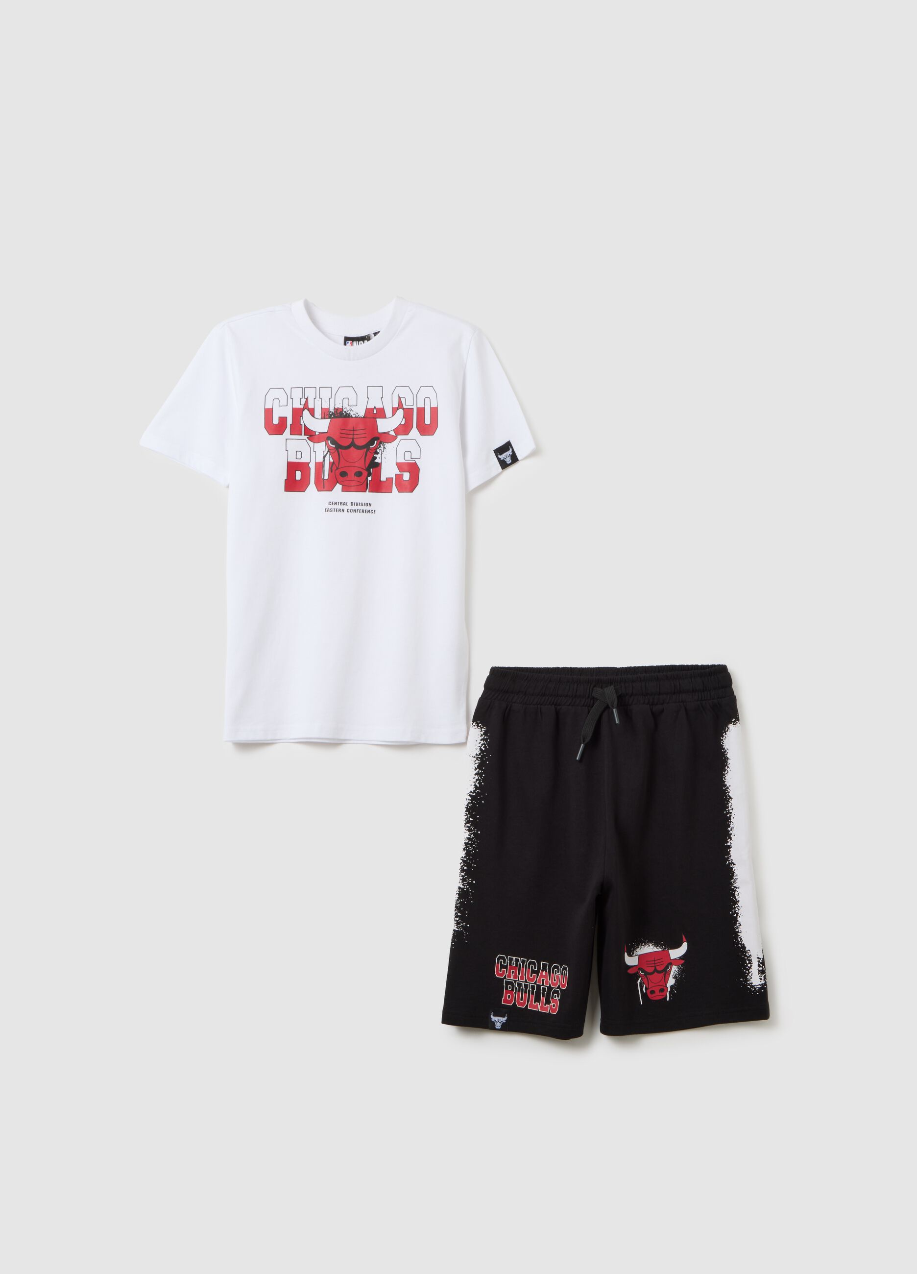 Multicolour regular fit boys' set in pure cotton with Chicago Bulls logo