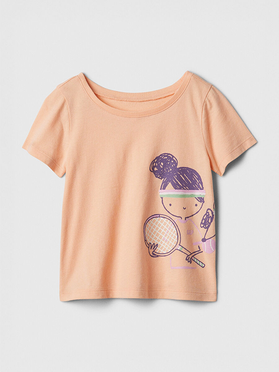 Orange T-shirt with tennis player print_0