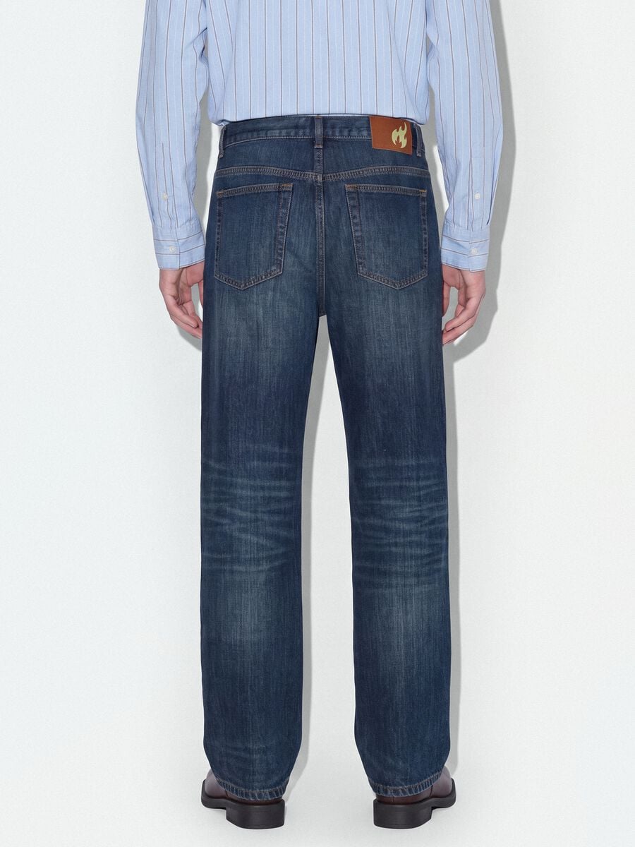 Blue pure-cotton flared denim jeans_2
