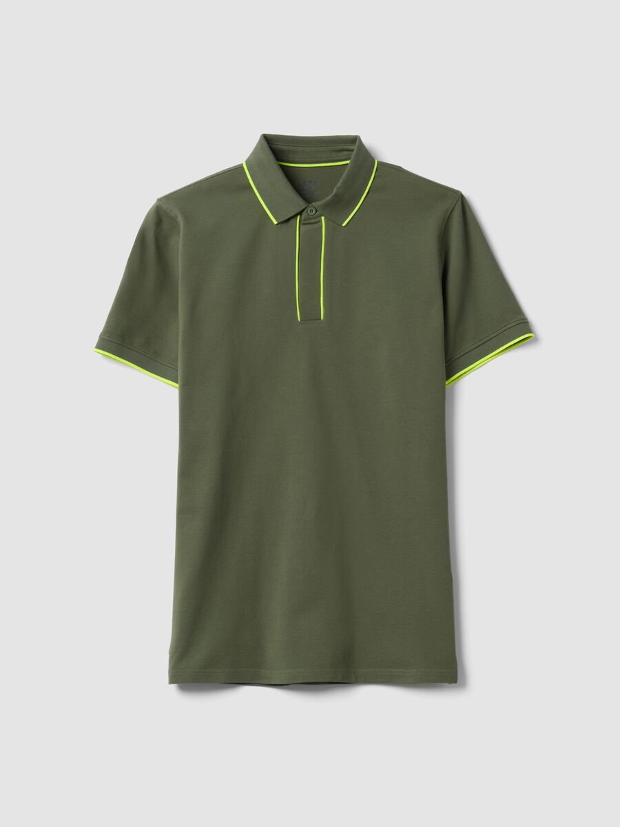 Polo verde in cotone elasticizzato con collo classico_4