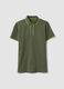 Green stretch cotton polo shirt with classic collar_4