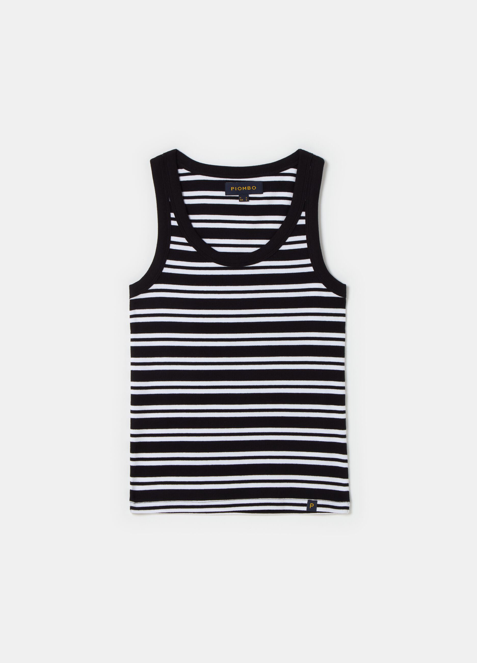 Ribbed tank top with striped pattern