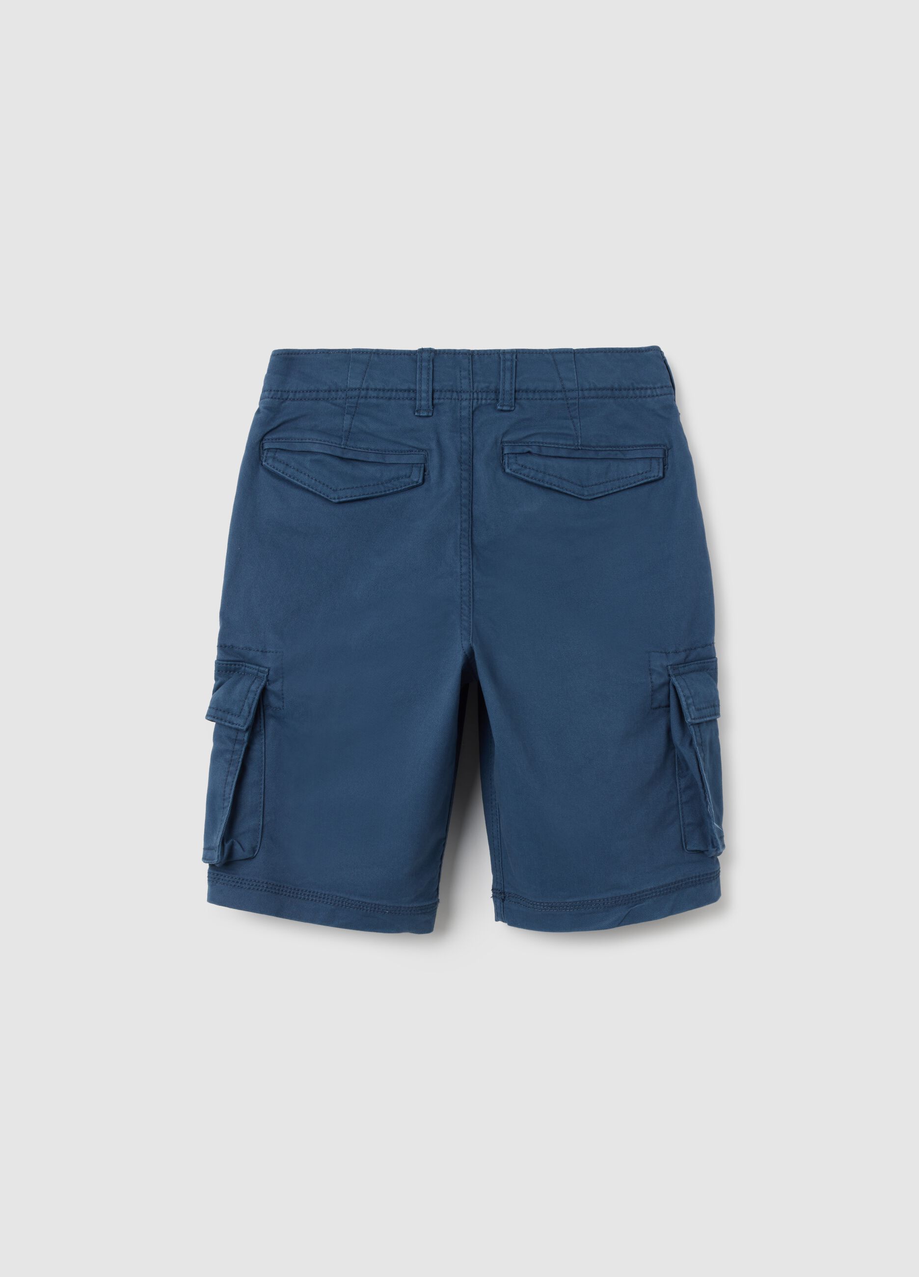 Stretch cotton cargo Bermuda shorts