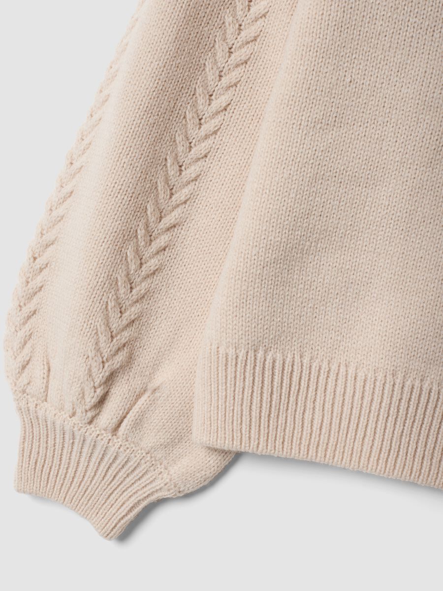 Maglia beige girocollo con maniche a sbuffo regular fit_3