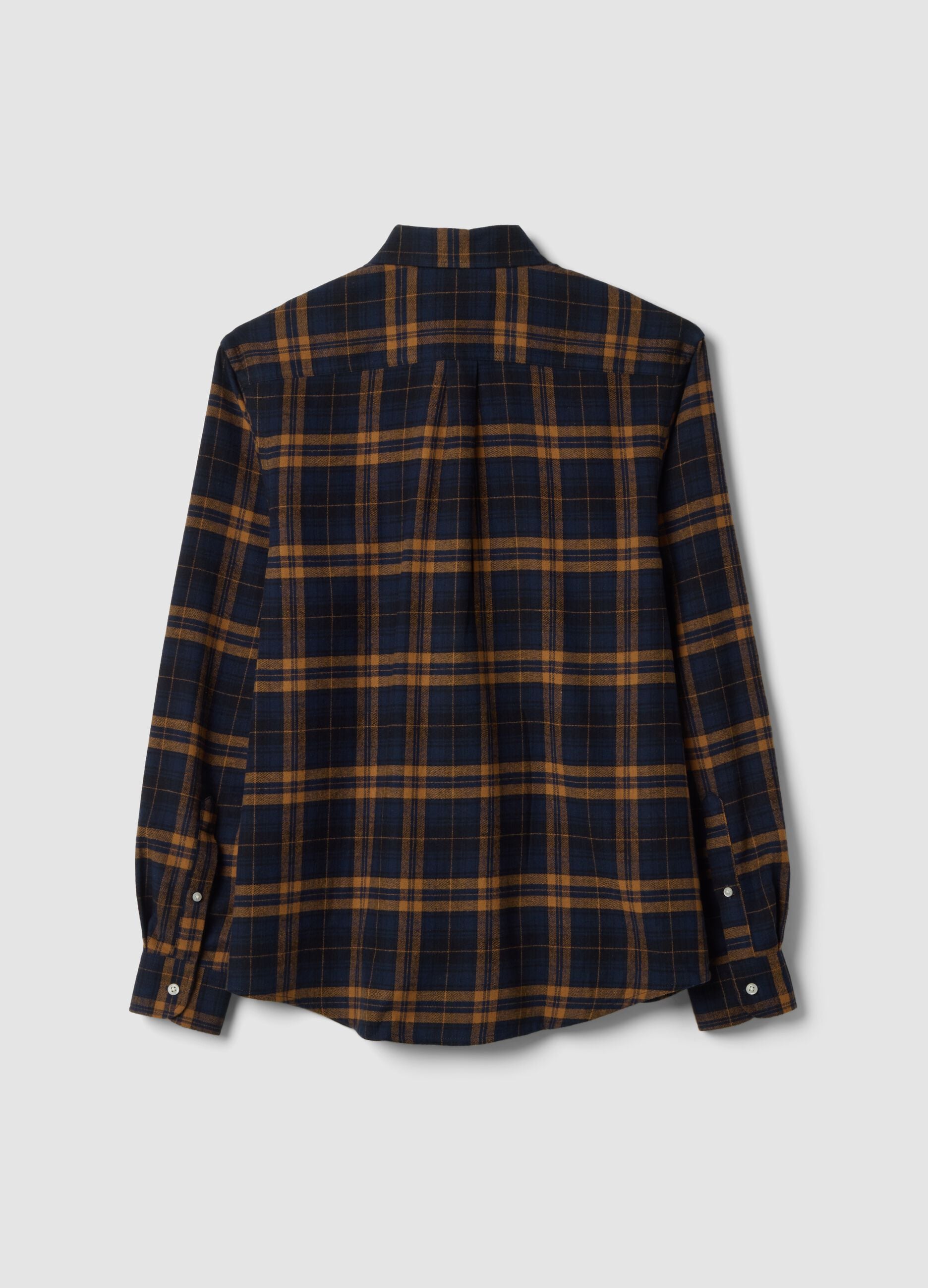 Multicolour pure cotton checked flannel shirt, regular fit