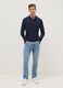 Long-sleeve blue polo shirt in pure cotton regular fit_1