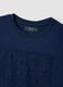 Blue regular-fit pure cotton T-shirt with perforated detail_1