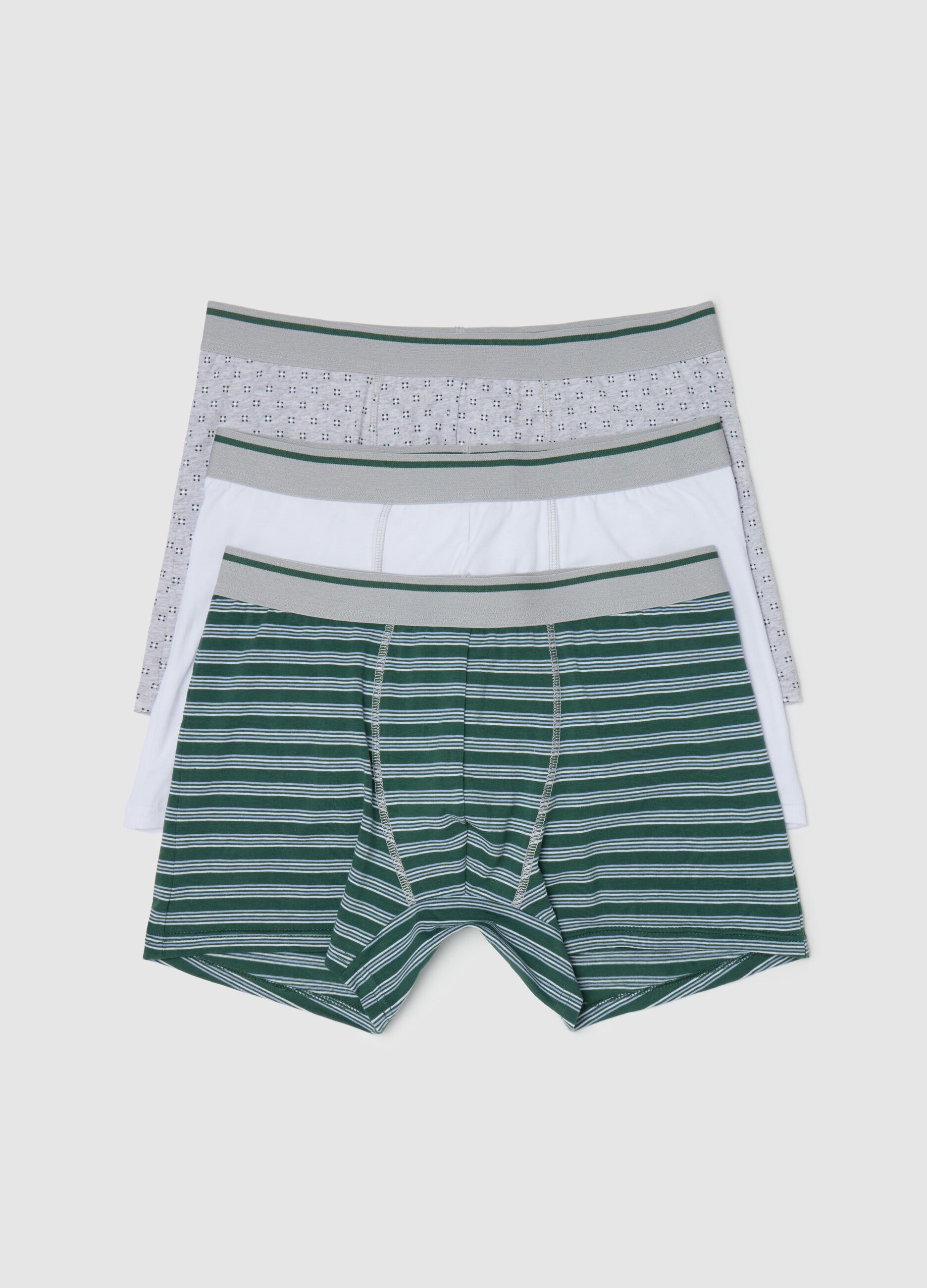 Three-pack midi boxer shorts with striped trim