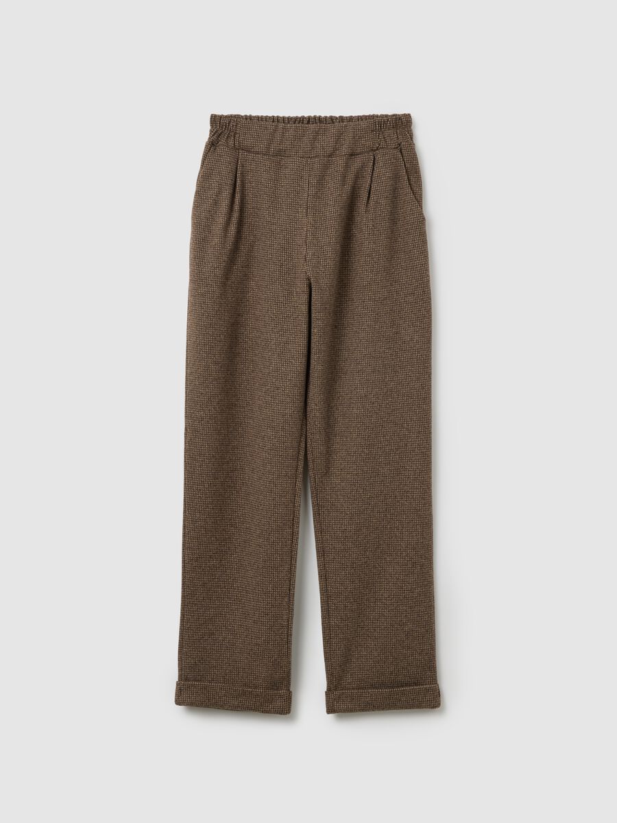 Pantaloni in microquadri marroni regular fit_4