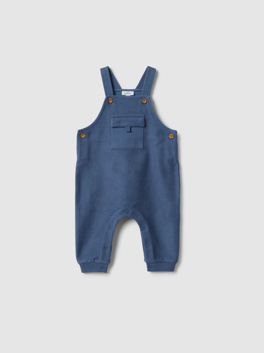 Salopette in puro cotone blu da neonato regular fit_0