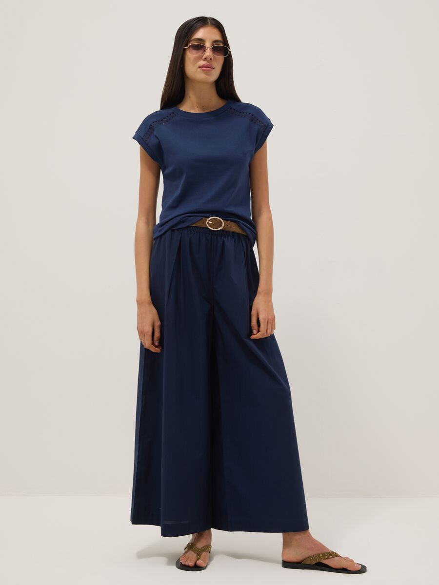Blue pure cotton palazzo trousers_0