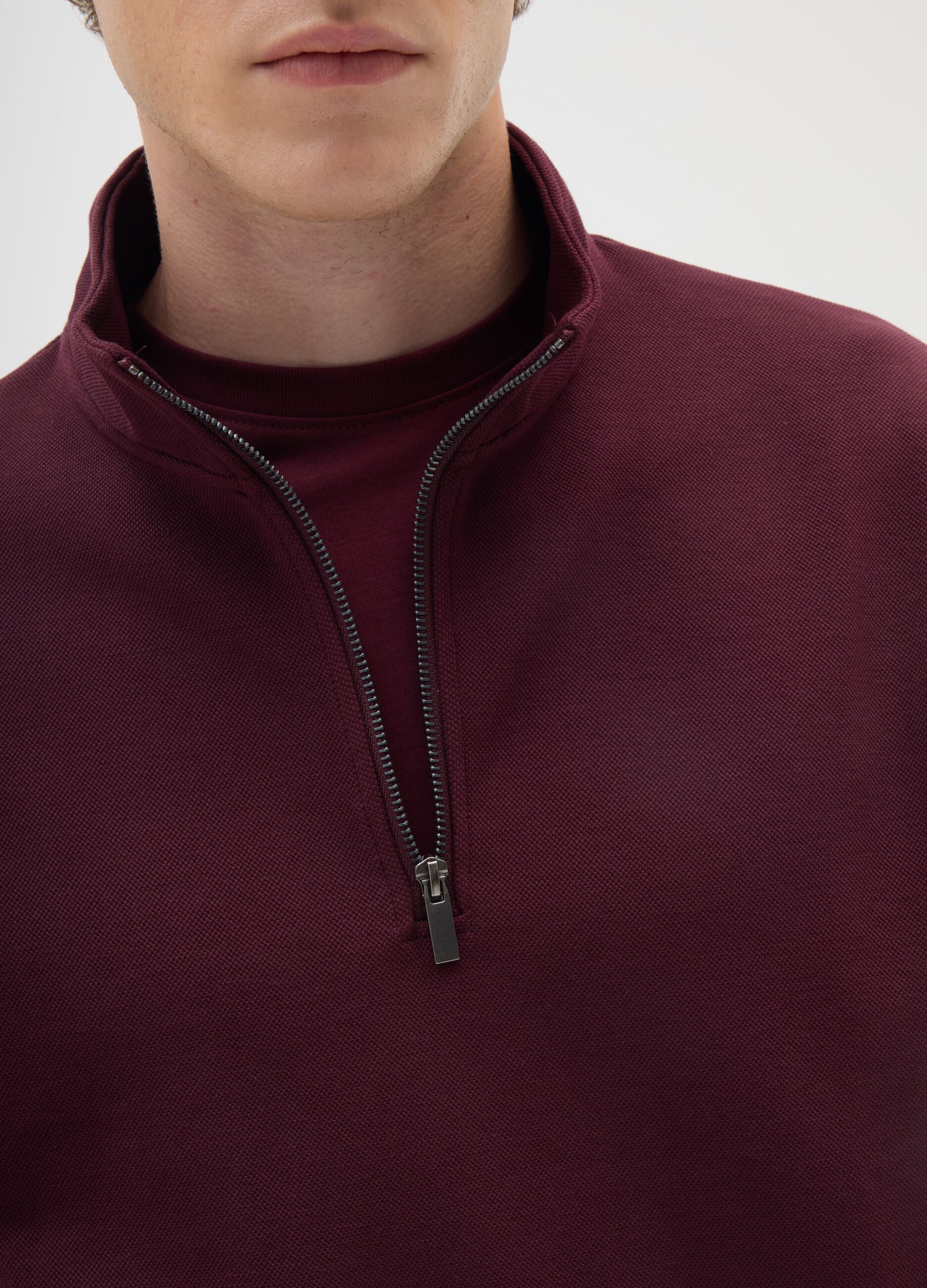 Burgundy half-zip sweatshirt