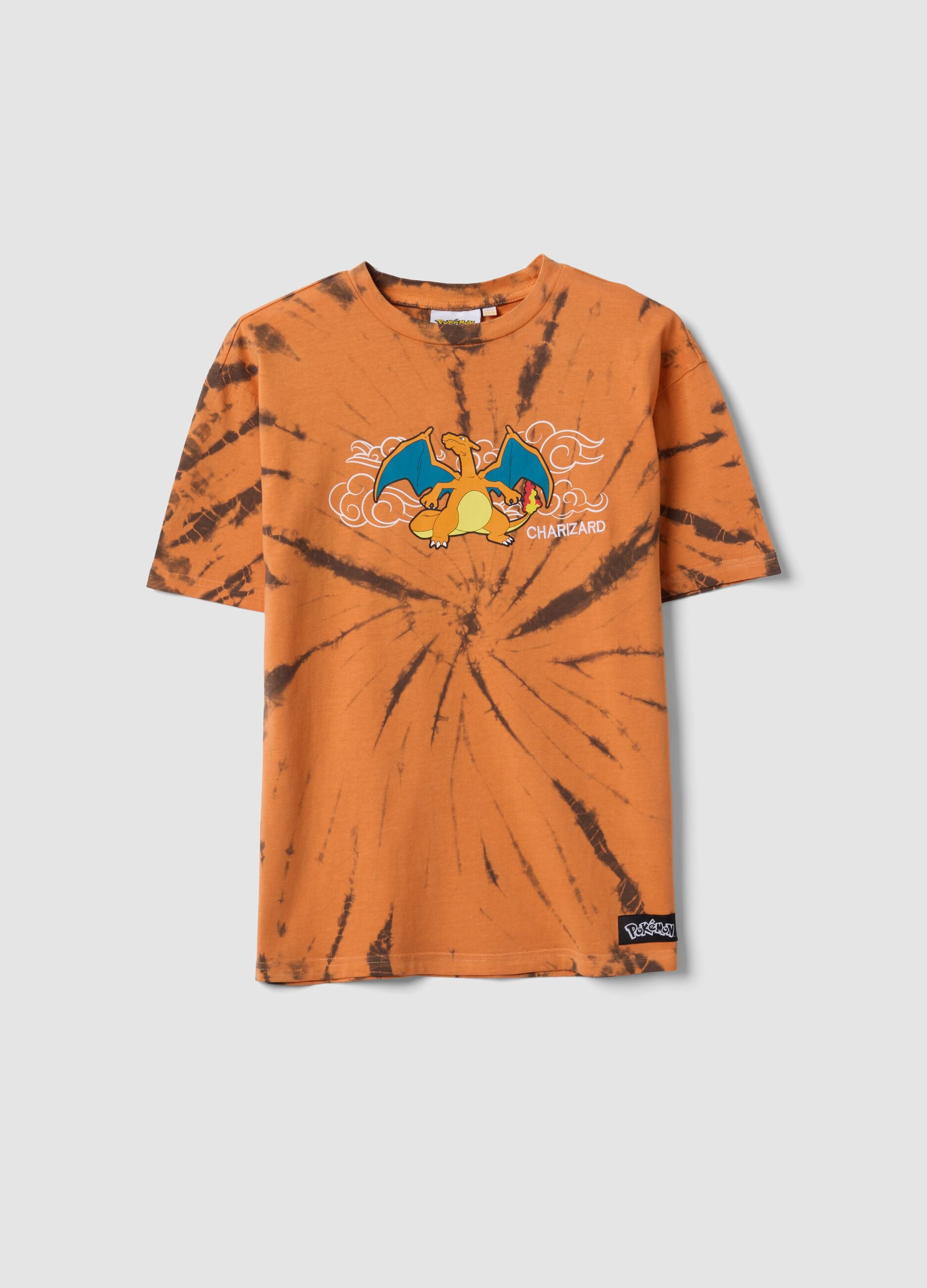 Orange pure cotton Pok&eacute;mon printed T-shirt for boys