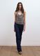 Beige fitted tank top with thin straps in stretch fabric_1