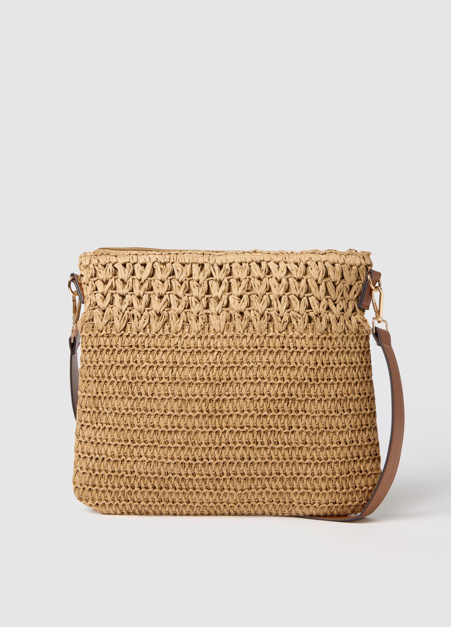 Borsa a tracolla da donna in carta tessile multicolor