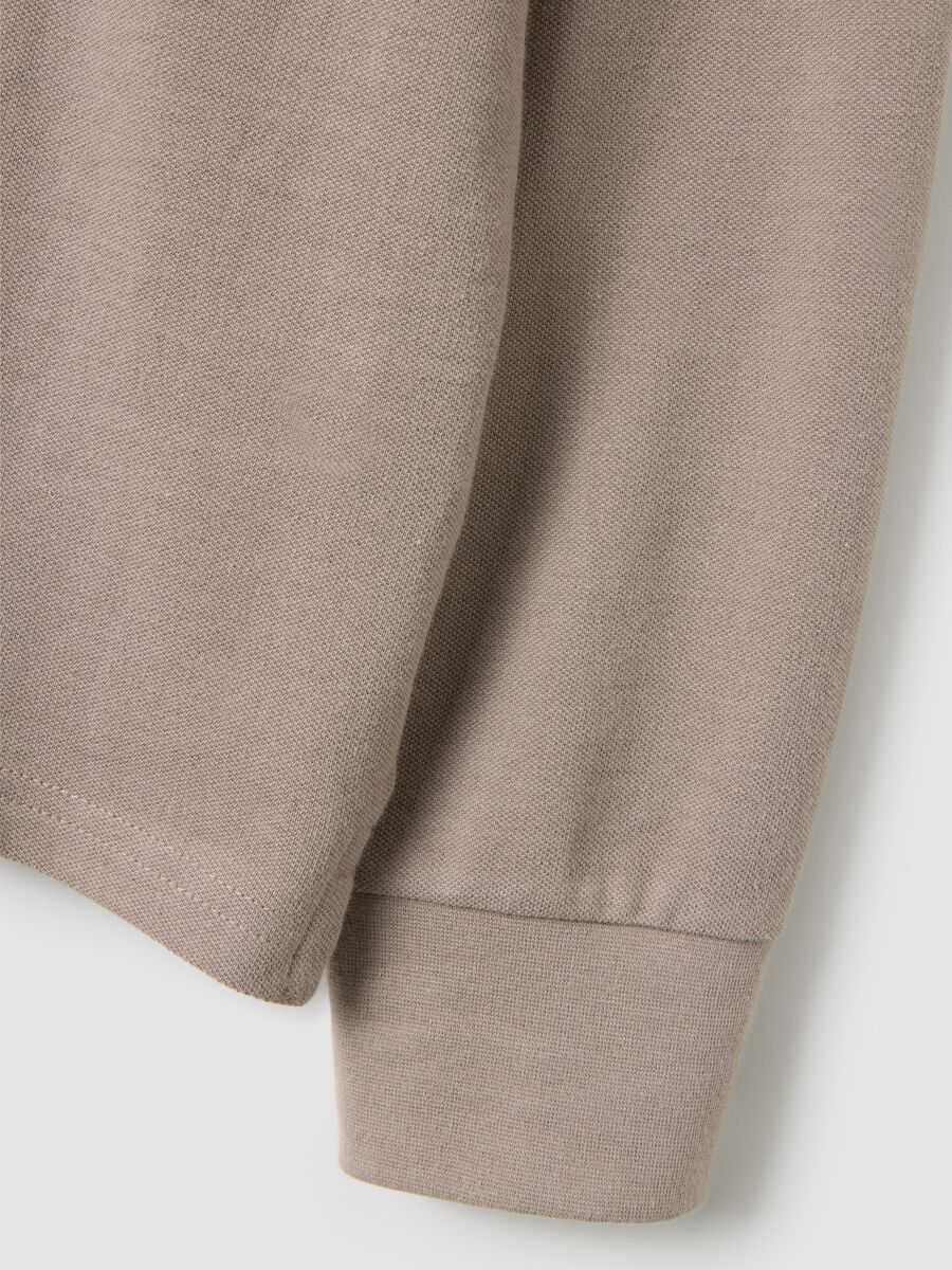 Polo beige a maniche lunghe in puro cotone regular fit_5