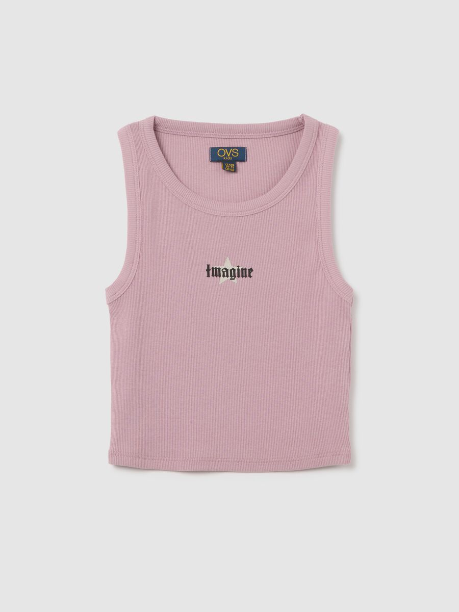 Canotta da ragazza in cotone elasticizzato rosa fitted_3