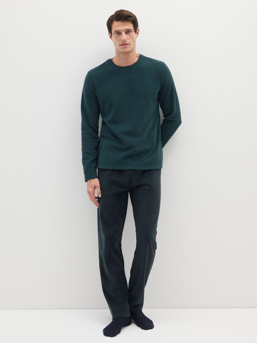 Regular Fit Green Fleece Pyjamas_0