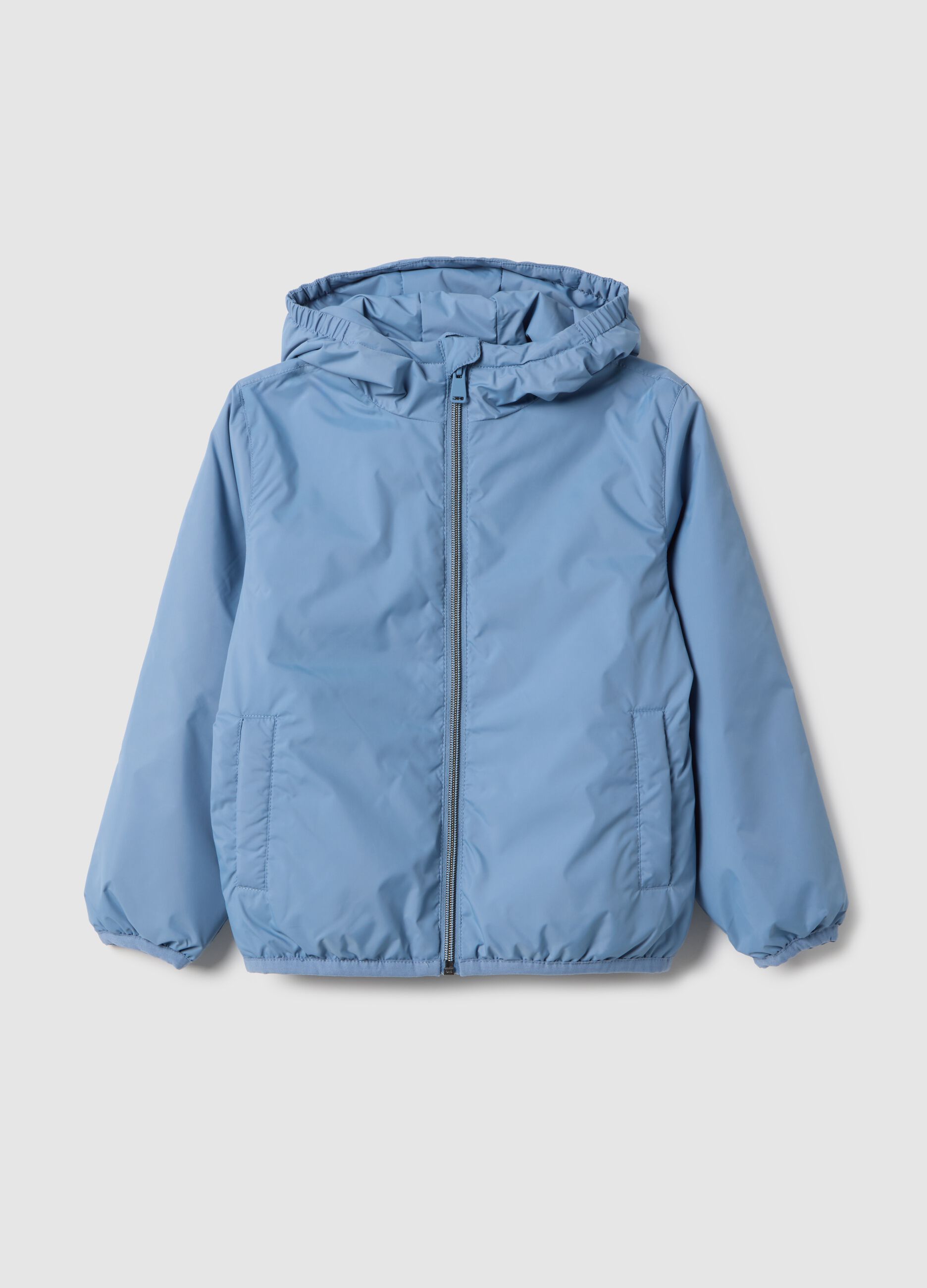 Giubbotto in tessuto azzurro regular fit per bambino con cappuccio