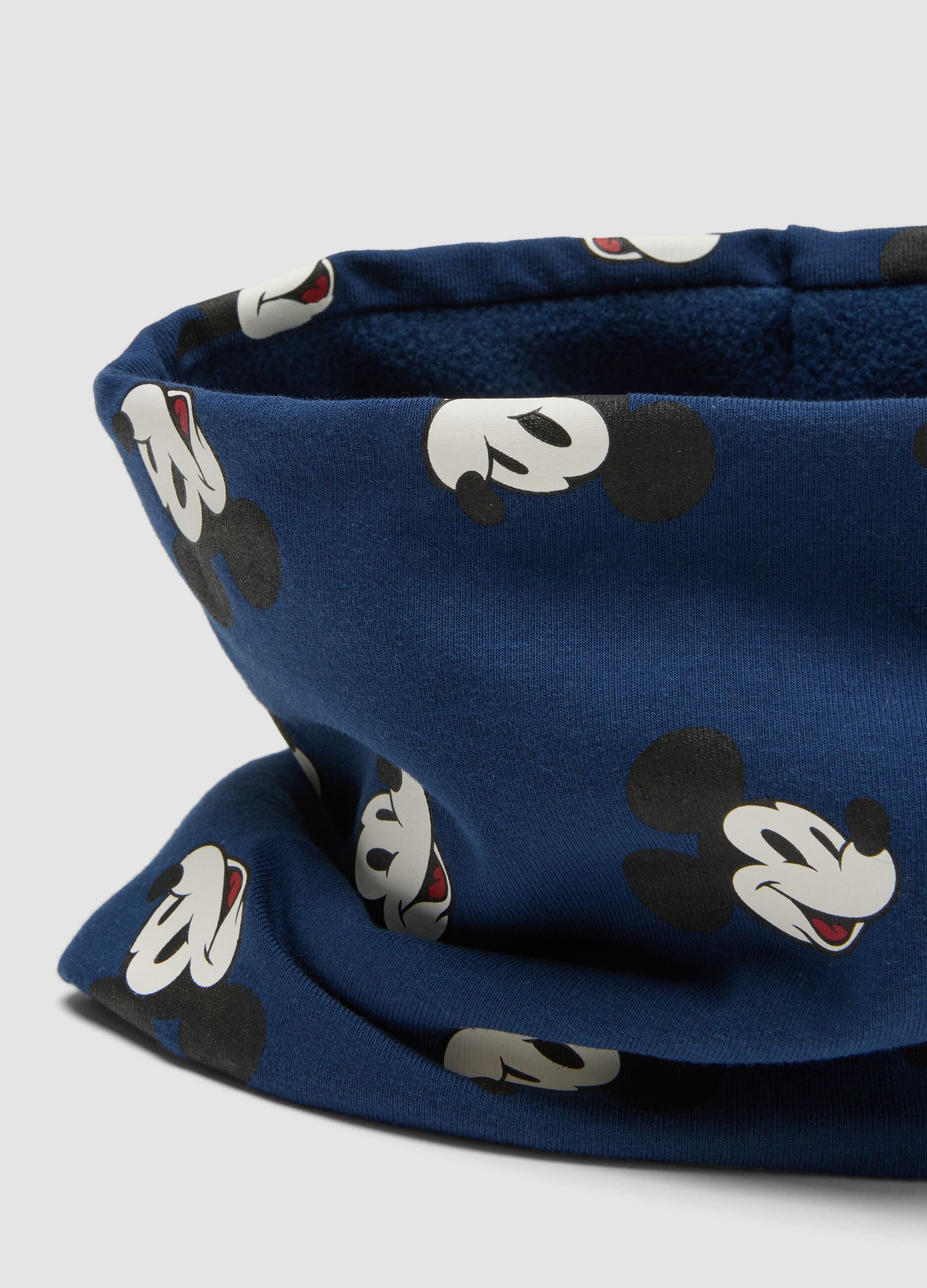Blue stretch organic cotton Mickey print scarf for baby boy