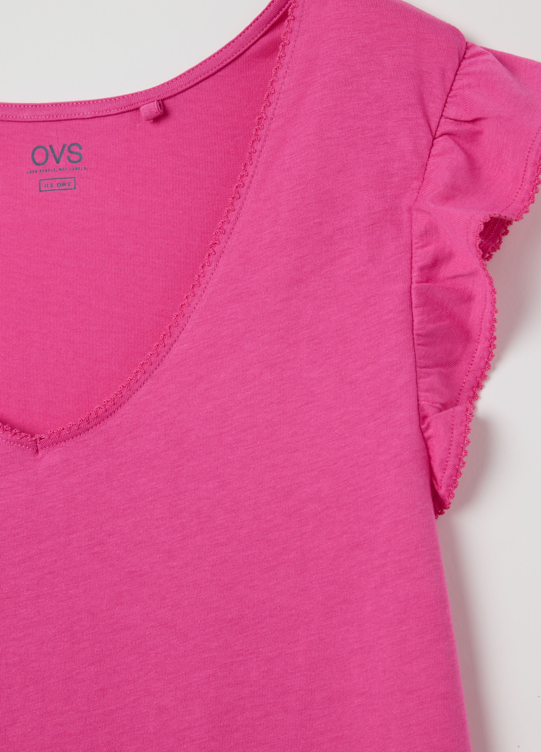 Fuchsia nightshirt in cotton with V neck