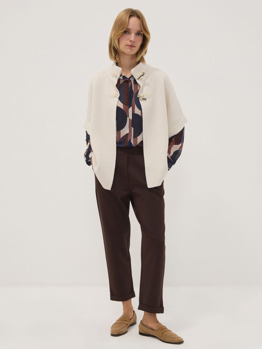 Beige viscose-blend cardigan with toggle fastening, regular fit_2