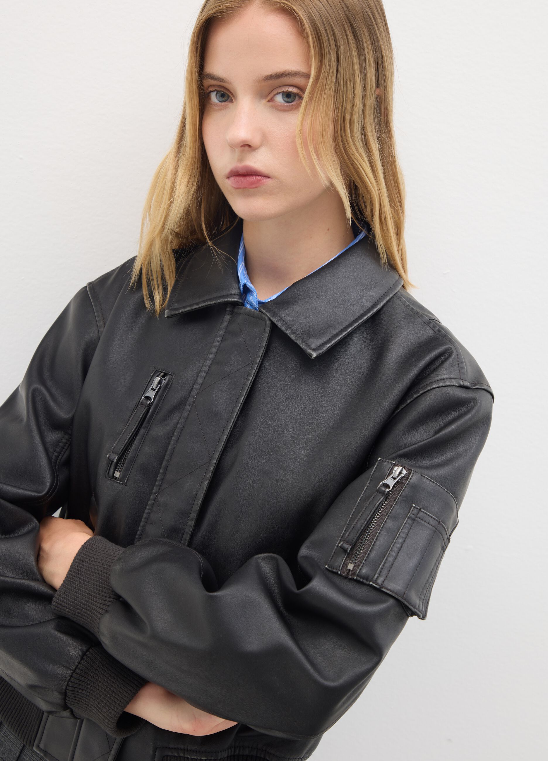 Black Slim Fit Bomber Jacket
