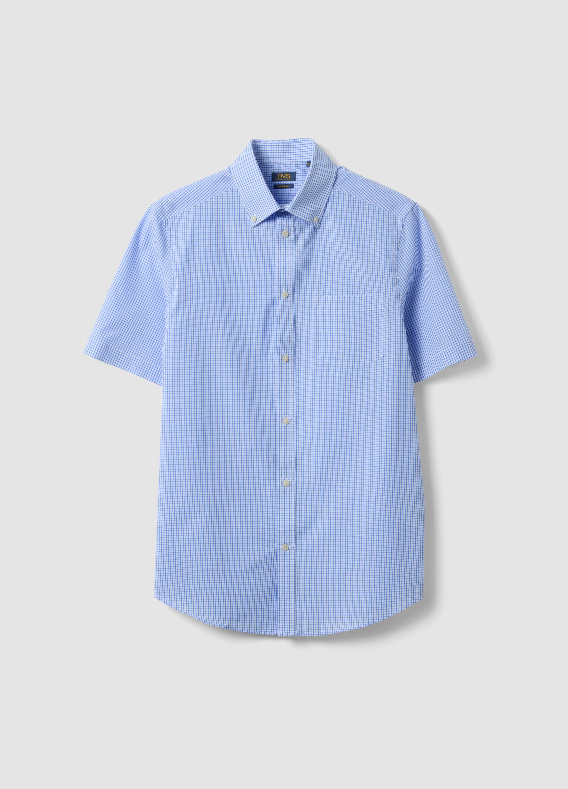 Light blue short-sleeve button-down shirt