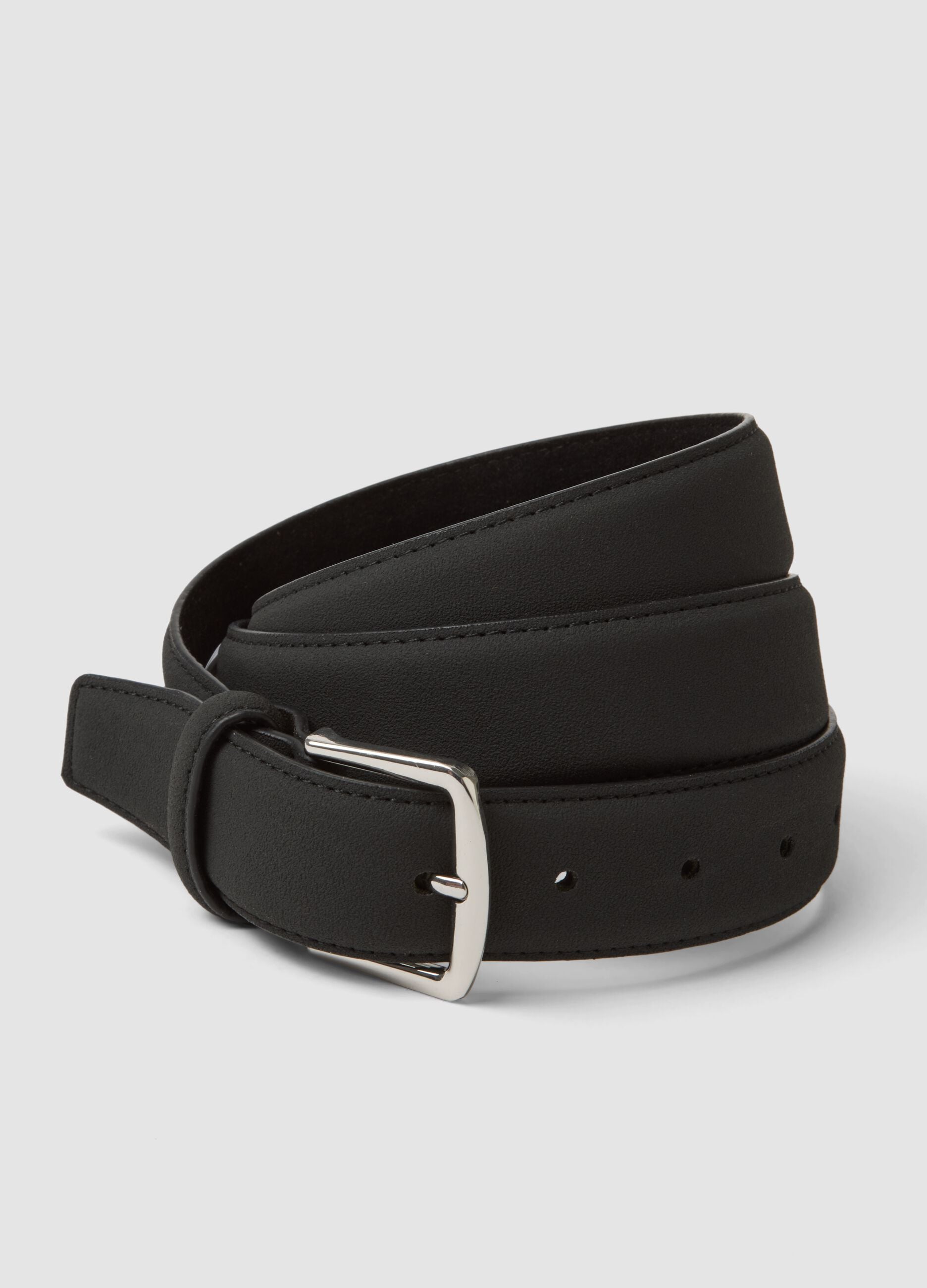 Black belt with rectangular metal buckle