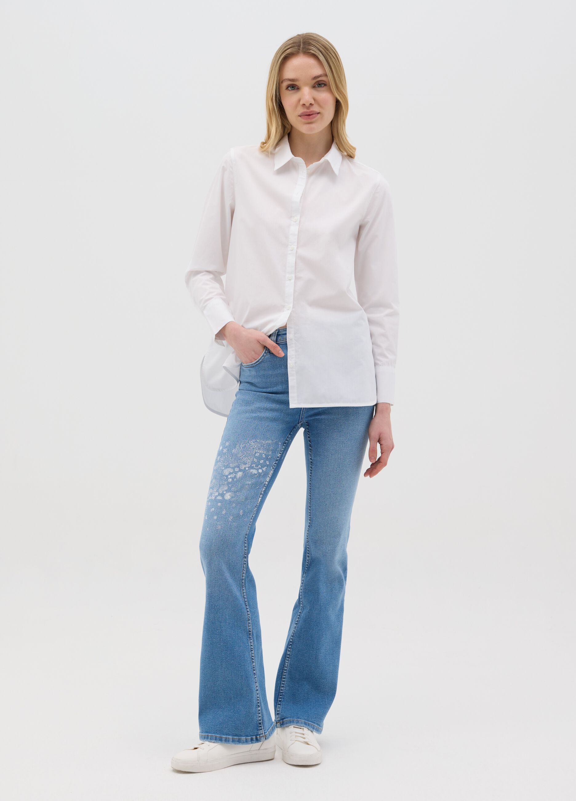 Flare-fit stretch jeans