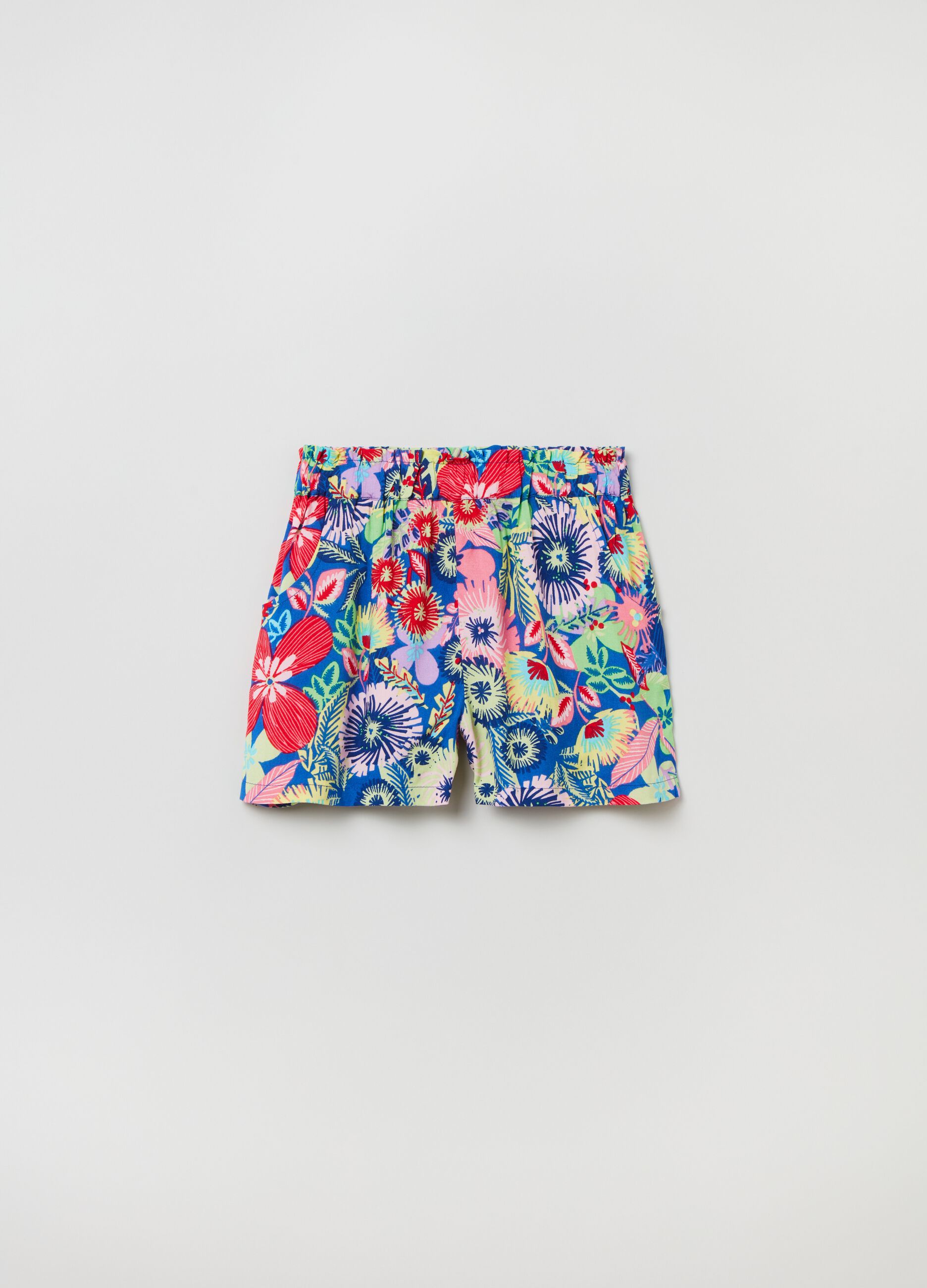 Shorts in viscosa con stampa floreale