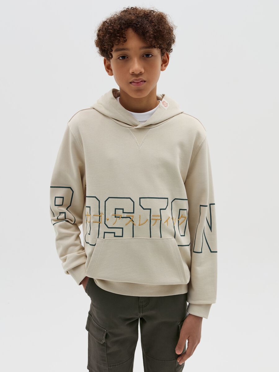 Felpa con stampa e ricamo ideogrammi_0