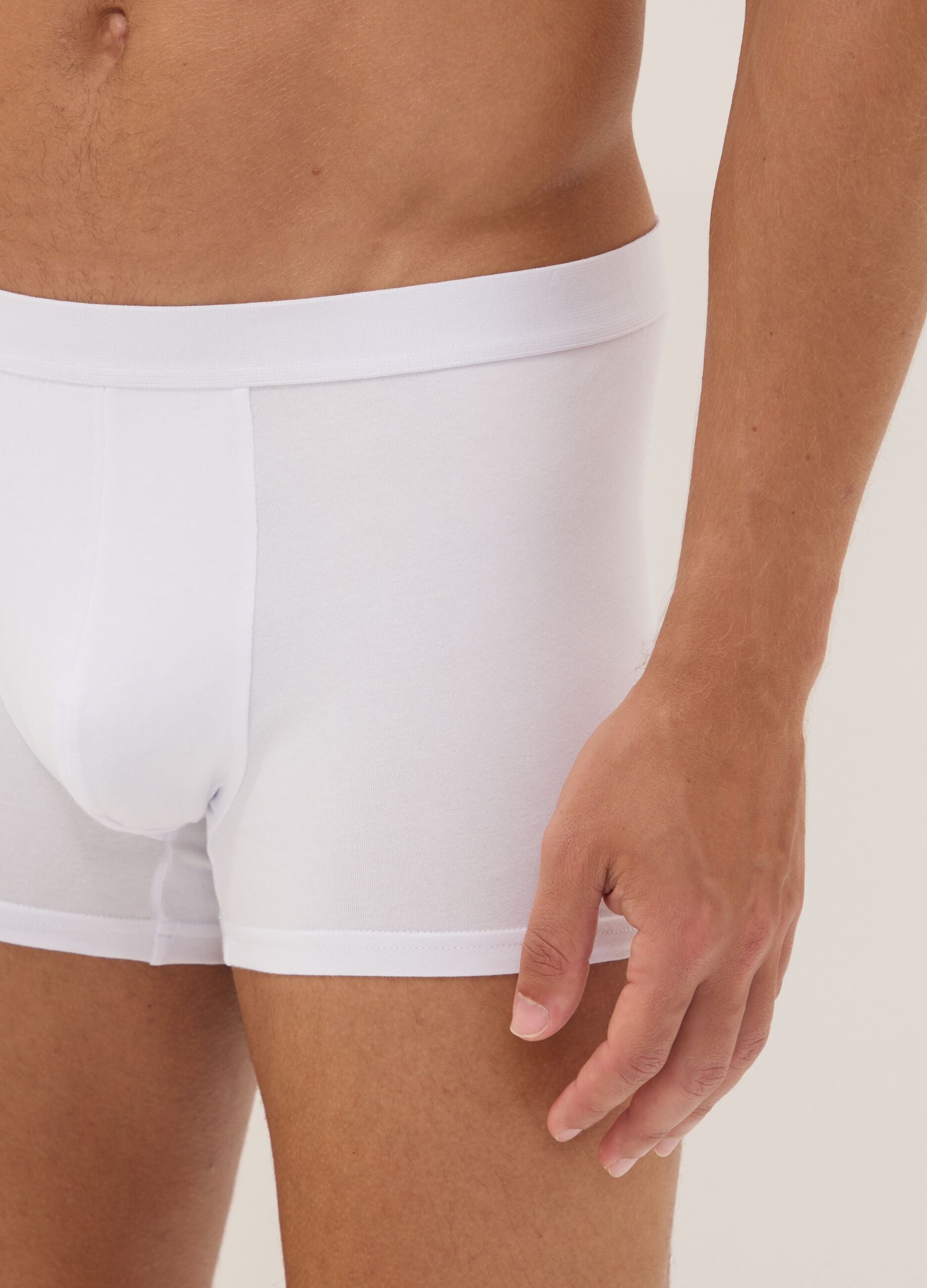 Multipack di cinque boxer bianchi in cotone organico elasticizzato
