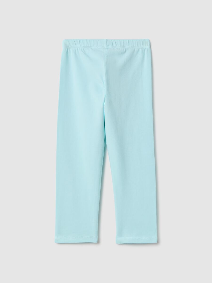 Girls' Slim Fit Blue Stretch Cotton Leggings with Star_1