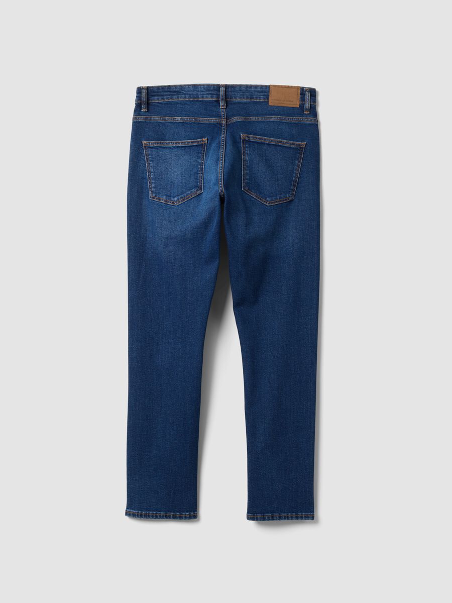 Blue slim-fit stretch cotton jeans_5