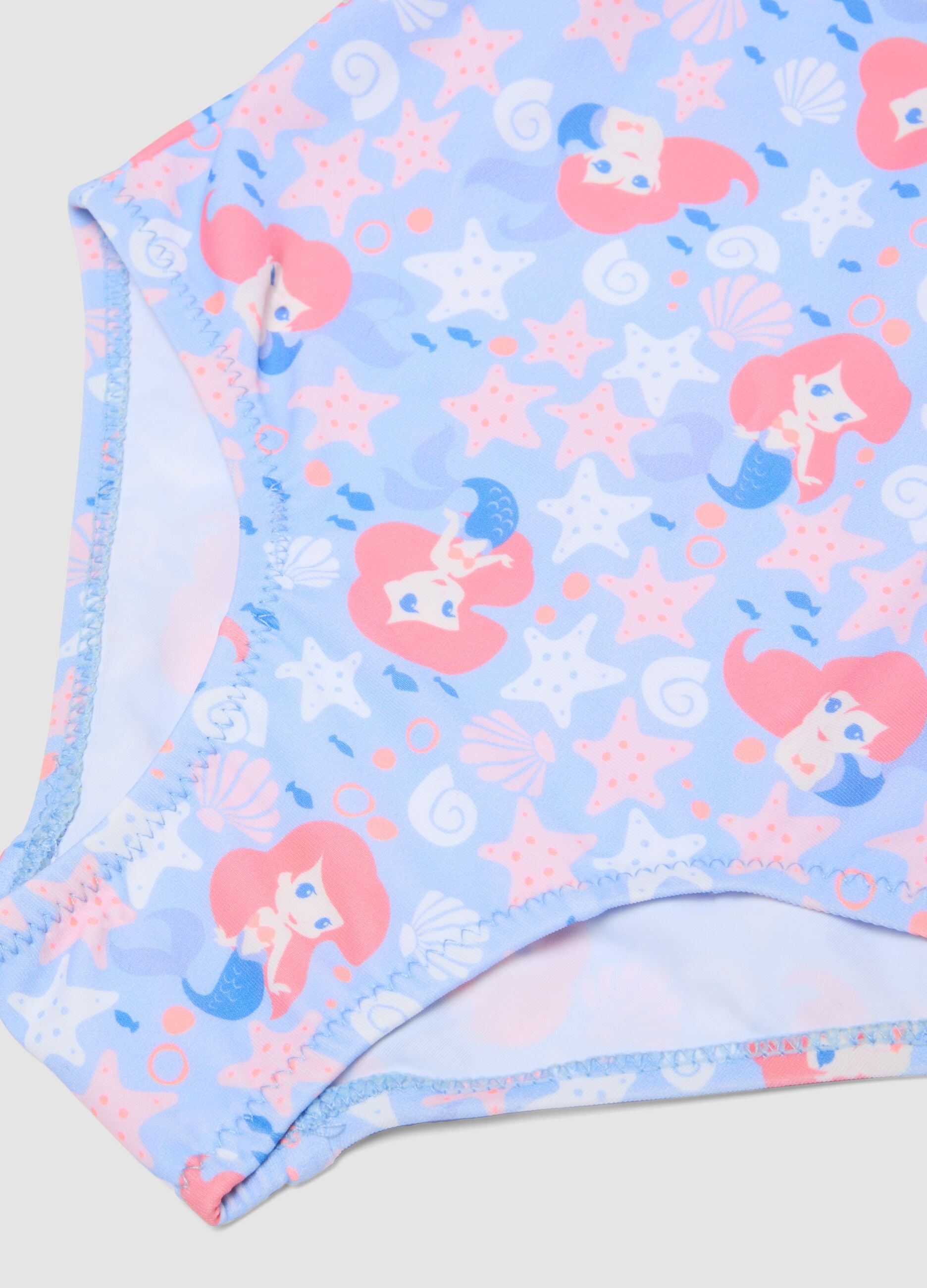 Baby girls&rsquo; light blue stretch swimsuit with frills